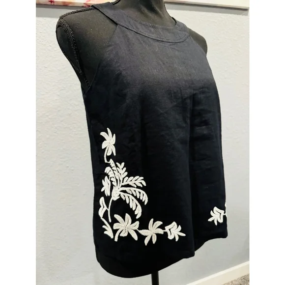 Ann Taylor Black Embroidered Sleeveless Top - Size XXS, NWT - Picture 3 of 12